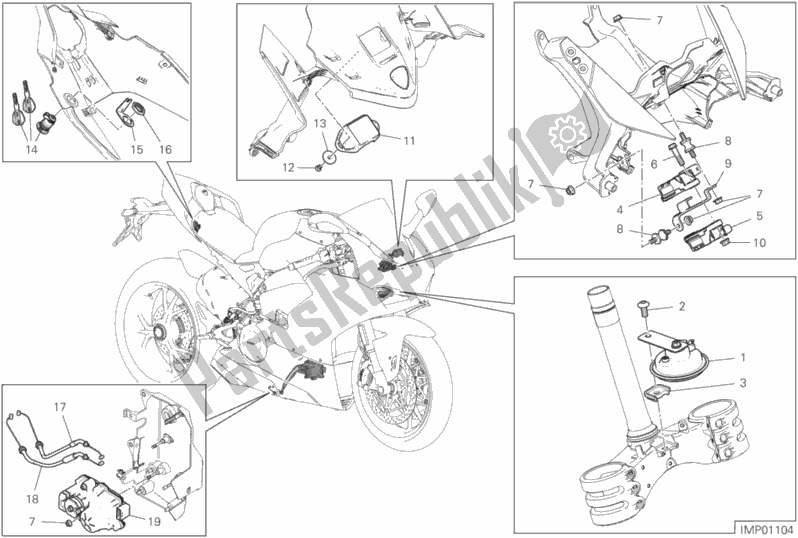 Todas as partes de 13e - Dispositivos Elétricos do Ducati Superbike Panigale V4 S 1100 2018